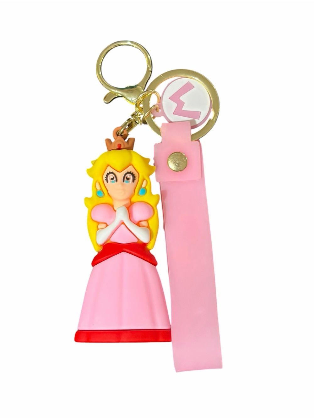 Princess Peach Character Keychain with Silicone Wristlet | Super Mario Inspired